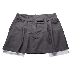 WAYF Grey Pleated Skirt with White Underlay Preppy School Girl NWT Size M